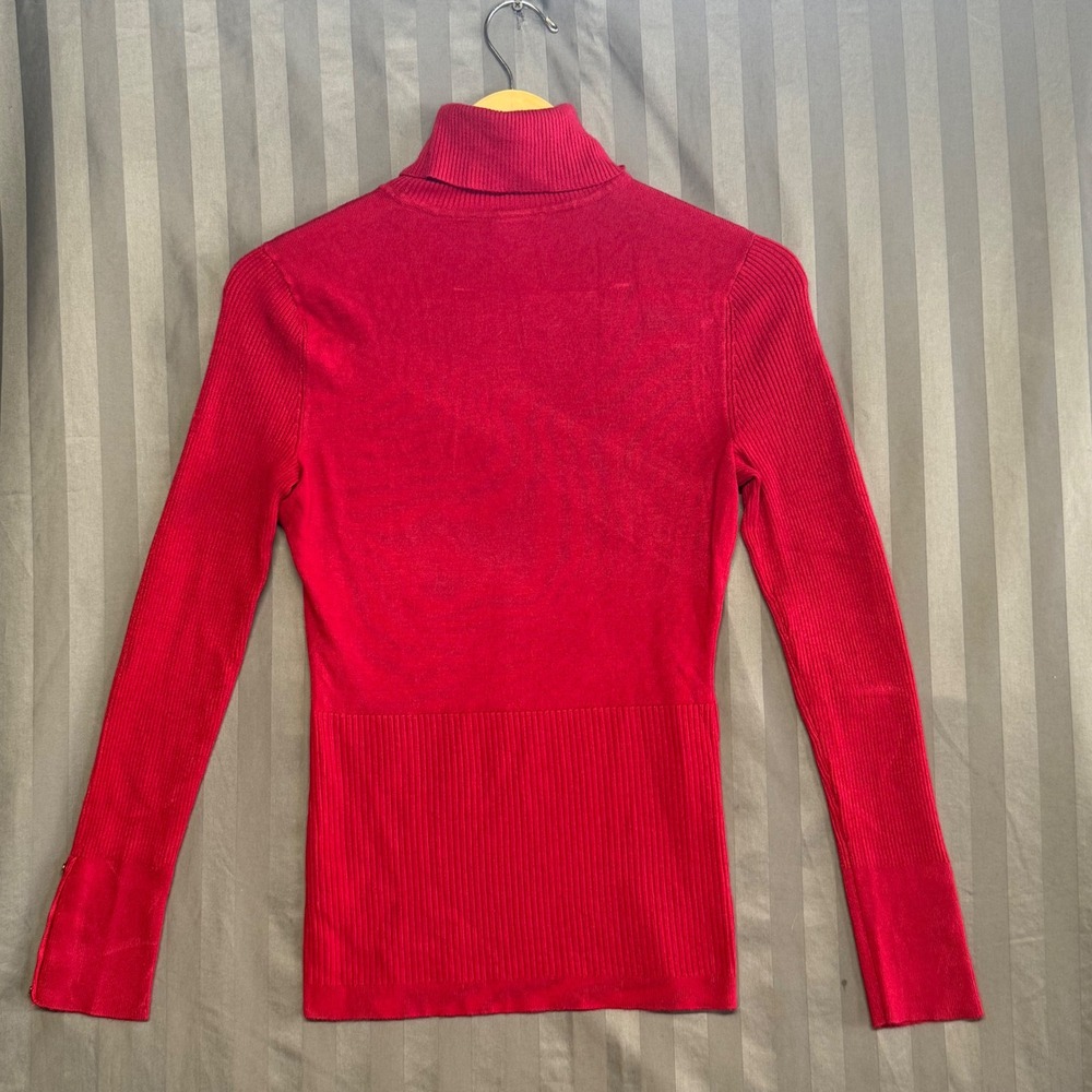 White House Black Market Red Turtleneck Sweater Buttons Size S - Picture 11 of 11